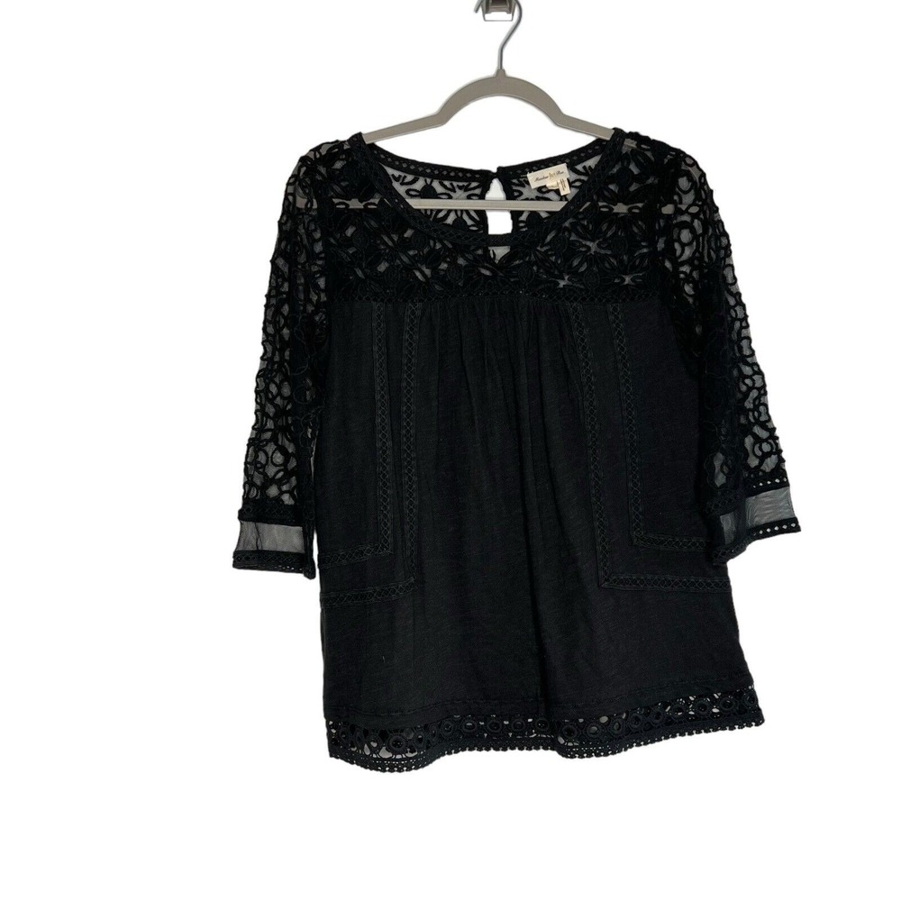 Anthropologie Meadow Rue Top Womens Small Black Lace Whimsigoth Fairy Grunge